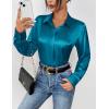 imageZeagoo Satin Blouses for Women Casual Long Sleeve Button Down Silk Shirts Dressy Business Work Tunic TopPeacock Blue