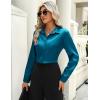 imageZeagoo Satin Blouses for Women Casual Long Sleeve Button Down Silk Shirts Dressy Business Work Tunic TopPeacock Blue
