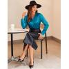 imageZeagoo Satin Blouses for Women Casual Long Sleeve Button Down Silk Shirts Dressy Business Work Tunic TopPeacock Blue