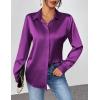 imageZeagoo Satin Blouses for Women Casual Long Sleeve Button Down Silk Shirts Dressy Business Work Tunic TopPurple