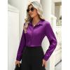 imageZeagoo Satin Blouses for Women Casual Long Sleeve Button Down Silk Shirts Dressy Business Work Tunic TopPurple