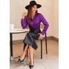 imageZeagoo Satin Blouses for Women Casual Long Sleeve Button Down Silk Shirts Dressy Business Work Tunic TopPurple