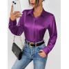 imageZeagoo Satin Blouses for Women Casual Long Sleeve Button Down Silk Shirts Dressy Business Work Tunic TopPurple