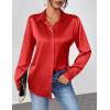 imageZeagoo Satin Blouses for Women Casual Long Sleeve Button Down Silk Shirts Dressy Business Work Tunic TopRed