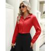 imageZeagoo Satin Blouses for Women Casual Long Sleeve Button Down Silk Shirts Dressy Business Work Tunic TopRed