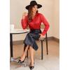 imageZeagoo Satin Blouses for Women Casual Long Sleeve Button Down Silk Shirts Dressy Business Work Tunic TopRed