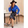 imageZeagoo Satin Blouses for Women Casual Long Sleeve Button Down Silk Shirts Dressy Business Work Tunic TopRoyal Blue