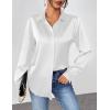 imageZeagoo Satin Blouses for Women Casual Long Sleeve Button Down Silk Shirts Dressy Business Work Tunic TopWhite