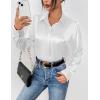 imageZeagoo Satin Blouses for Women Casual Long Sleeve Button Down Silk Shirts Dressy Business Work Tunic TopWhite