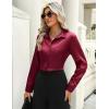 imageZeagoo Satin Blouses for Women Casual Long Sleeve Button Down Silk Shirts Dressy Business Work Tunic TopWine Red