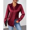 imageZeagoo Satin Blouses for Women Casual Long Sleeve Button Down Silk Shirts Dressy Business Work Tunic TopWine Red