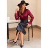 imageZeagoo Satin Blouses for Women Casual Long Sleeve Button Down Silk Shirts Dressy Business Work Tunic TopWine Red