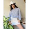 imageZeagoo Striped Button Down Shirts for Women Casual Loose Long Sleeve Shirts Business Work Tunic TopBlue