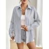 imageZeagoo Striped Button Down Shirts for Women Casual Loose Long Sleeve Shirts Business Work Tunic TopGrey