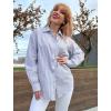 imageZeagoo Striped Button Down Shirts for Women Casual Loose Long Sleeve Shirts Business Work Tunic TopGrey