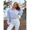 imageZeagoo Striped Button Down Shirts for Women Casual Loose Long Sleeve Shirts Business Work Tunic TopGrey