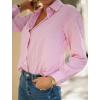imageZeagoo Striped Button Down Shirts for Women Casual Loose Long Sleeve Shirts Business Work Tunic TopPink