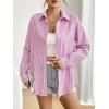 imageZeagoo Striped Button Down Shirts for Women Casual Loose Long Sleeve Shirts Business Work Tunic TopPink