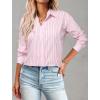 imageZeagoo Striped Button Down Shirts for Women Casual Loose Long Sleeve Shirts Business Work Tunic TopPink2