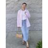 imageZeagoo Striped Button Down Shirts for Women Casual Loose Long Sleeve Shirts Business Work Tunic TopPink2