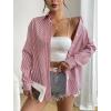 imageZeagoo Striped Button Down Shirts for Women Casual Loose Long Sleeve Shirts Business Work Tunic TopRed