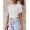 imageZeagoo Womens Short Sleeve Basic Slim Fit Tops Crewneck Ribbed Knit T Shirt Cute Summer OutfitsAwhite