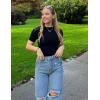 imageZeagoo Womens Short Sleeve Basic Slim Fit Tops Crewneck Ribbed Knit T Shirt Cute Summer OutfitsBlack