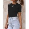 imageZeagoo Womens Short Sleeve Basic Slim Fit Tops Crewneck Ribbed Knit T Shirt Cute Summer OutfitsBlack