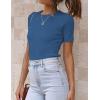 imageZeagoo Womens Short Sleeve Basic Slim Fit Tops Crewneck Ribbed Knit T Shirt Cute Summer OutfitsBlue