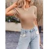 imageZeagoo Womens Short Sleeve Basic Slim Fit Tops Crewneck Ribbed Knit T Shirt Cute Summer OutfitsBrown