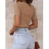 imageZeagoo Womens Short Sleeve Basic Slim Fit Tops Crewneck Ribbed Knit T Shirt Cute Summer OutfitsBrown