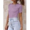 imageZeagoo Womens Short Sleeve Basic Slim Fit Tops Crewneck Ribbed Knit T Shirt Cute Summer OutfitsLavender