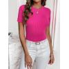 imageZeagoo Womens Short Sleeve Basic Slim Fit Tops Crewneck Ribbed Knit T Shirt Cute Summer OutfitsPink