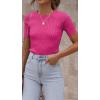 imageZeagoo Womens Short Sleeve Basic Slim Fit Tops Crewneck Ribbed Knit T Shirt Cute Summer OutfitsPink