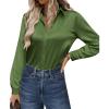 imageZeagoo Satin Blouses for Women Casual Long Sleeve Button Down Silk Shirts Dressy Business Work Tunic TopArmy Green