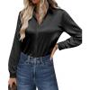 imageZeagoo Satin Blouses for Women Casual Long Sleeve Button Down Silk Shirts Dressy Business Work Tunic TopBlack