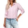 imageZeagoo Striped Button Down Shirts for Women Casual Loose Long Sleeve Shirts Business Work Tunic TopPink2