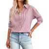 imageZeagoo Striped Button Down Shirts for Women Casual Loose Long Sleeve Shirts Business Work Tunic TopRed