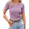 imageZeagoo Womens Short Sleeve Basic Slim Fit Tops Crewneck Ribbed Knit T Shirt Cute Summer OutfitsLavender