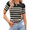 imageZeagoo Womens Short Sleeve Basic Slim Fit Tops Crewneck Ribbed Knit T Shirt Cute Summer OutfitsStripe Black