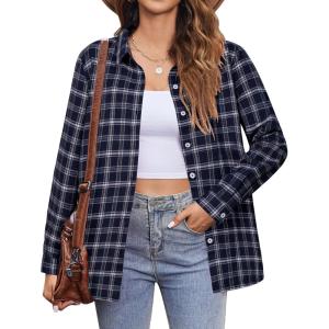 imageZeagoo Flannel Shirt Women Button Down Long Sleeve Plaid Shirts Collared 2025 Casual Work Tops S2XLGw64
