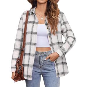 imageZeagoo Flannel Shirt Women Button Down Long Sleeve Plaid Shirts Collared 2025 Casual Work Tops S2XLGz714