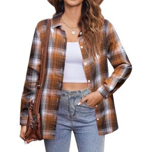 imageZeagoo Flannel Shirt Women Button Down Long Sleeve Plaid Shirts Collared 2025 Casual Work Tops S2XLGz936