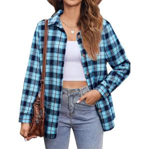 imageZeagoo Flannel Shirt Women Button Down Long Sleeve Plaid Shirts Collared 2025 Casual Work Tops S2XLGz969