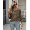 imageZeagoo 34 Length Sleeve Women Tops Crew Neck Blouses Dressy Casual Summer T Shirts Loose Fit Business Work ClothesAn136leopard Print