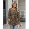 imageZeagoo 34 Length Sleeve Women Tops Crew Neck Blouses Dressy Casual Summer T Shirts Loose Fit Business Work ClothesAn136leopard Print