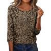 imageZeagoo 34 Length Sleeve Women Tops Crew Neck Blouses Dressy Casual Summer T Shirts Loose Fit Business Work ClothesAn136leopard Print