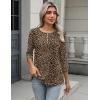 imageZeagoo 34 Length Sleeve Women Tops Crew Neck Blouses Dressy Casual Summer T Shirts Loose Fit Business Work ClothesAn136leopard Print