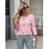 imageZeagoo 34 Length Sleeve Women Tops Crew Neck Blouses Dressy Casual Summer T Shirts Loose Fit Business Work ClothesBf312pink