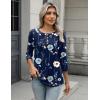 imageZeagoo 34 Length Sleeve Women Tops Crew Neck Blouses Dressy Casual Summer T Shirts Loose Fit Business Work ClothesBf318navy Flower